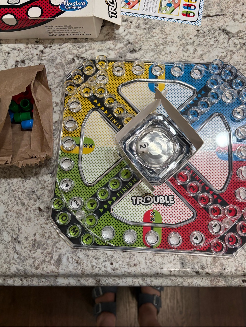 Hasbro Trouble Game Board in Red, Blue, Yellow and Green